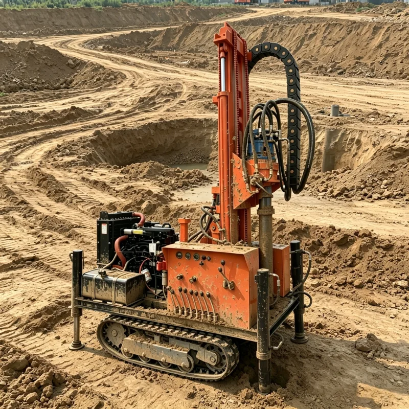 Tracked pneumatic down-hole water well drilling rig, 200m medium-depth diesel drilling rig for rural water supply