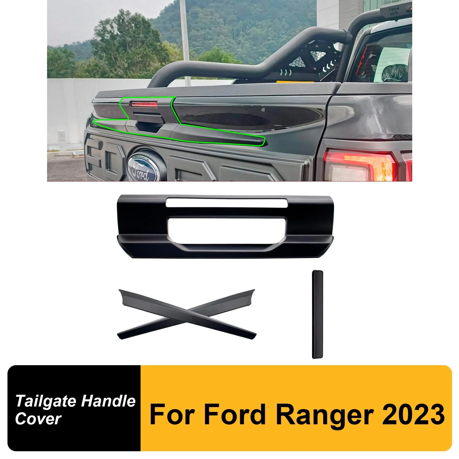 Achterdeur Handgreep Cover Achterklep Handgreep Cover Zonder Sleutelgat Voor Ford Ranger T9 2023 2024 Xlt Xls Xl Volgende Generatie Accessoires