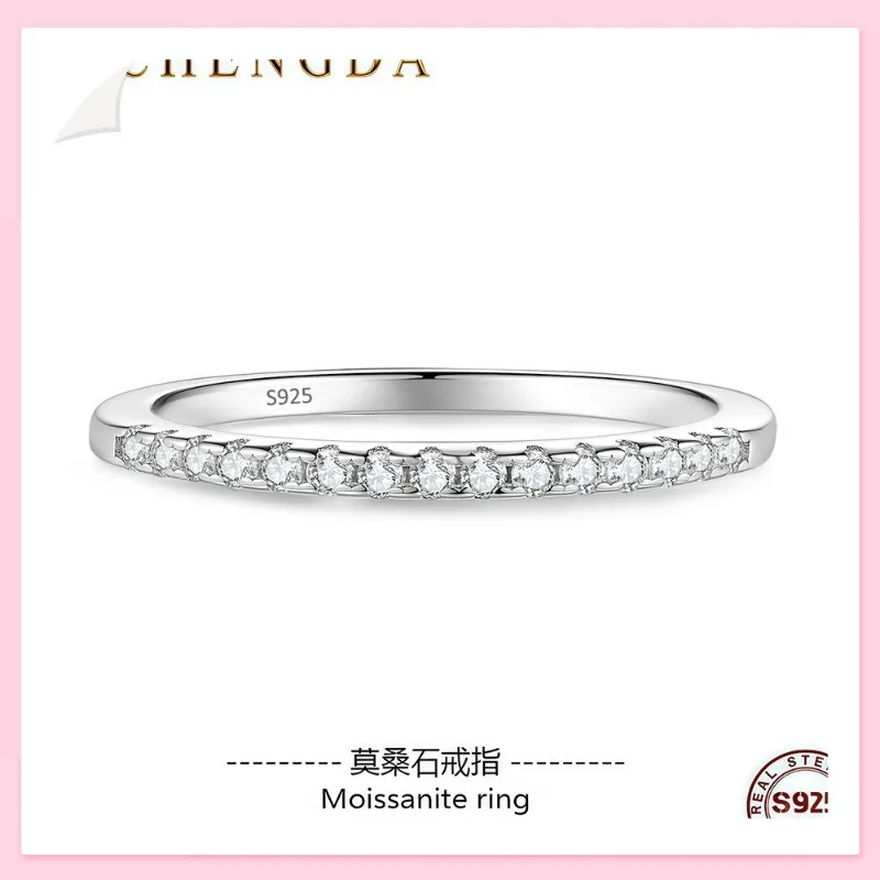 

Sterling Silver Slightly Inlaid Moissanite Ring, One-line Ring, Women's Stacked Wind Simple Tail Ring, Popular Ring