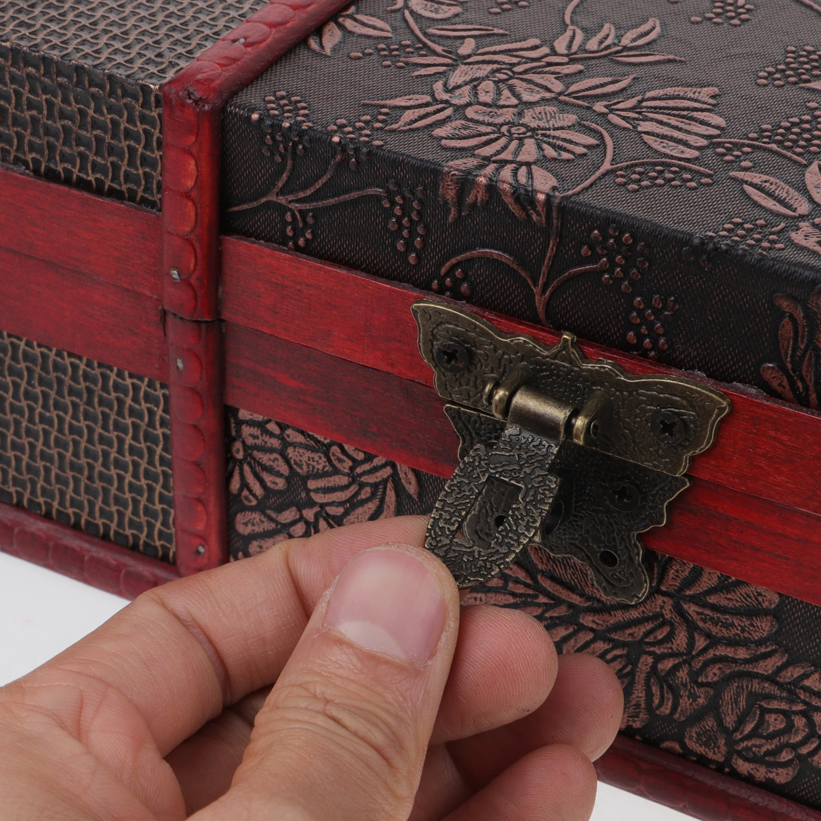 

Vintage Wooden Bible Box Spacious Interior Book Storage Decorative Keepsake Case Trinket Container Household Organizer