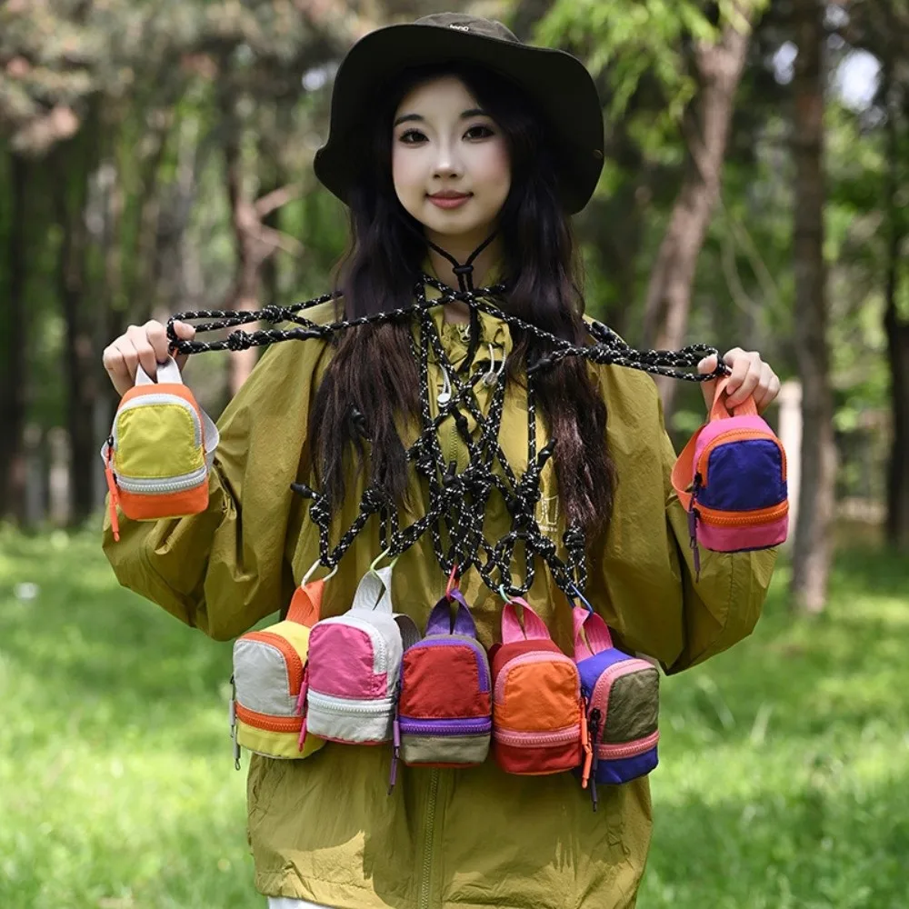 Portable Mini Coin Purse with Keyring Waterproof Keychain Pouch Coin Storage Zipper Pocket Key Bag Outdoor
