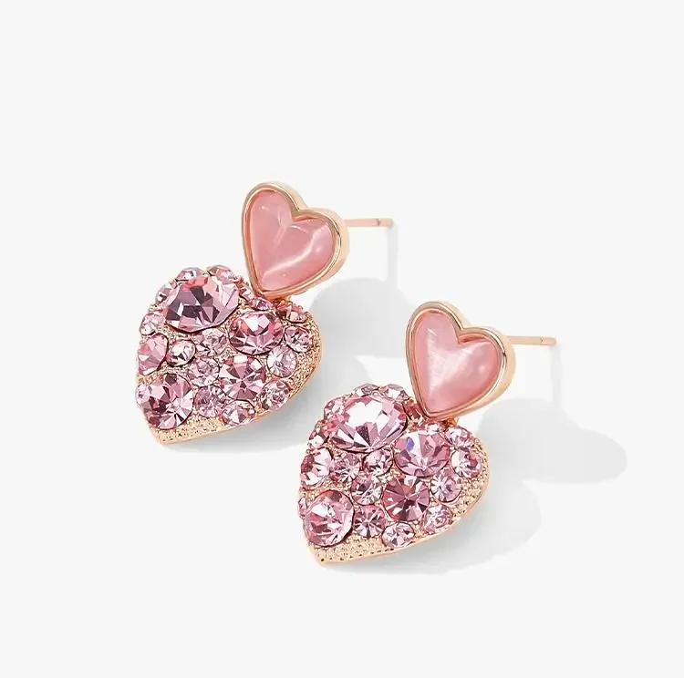 

Pink Heart Earrings Drop Stud Earring For Women Girl Jewelry Fashion Accessories Pendant Party Gift