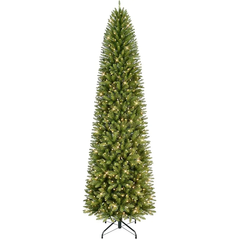 Puleo International 10 Foot Pre-Lit Fraser Fir Pencil Artificial Christmas Tree with 650 UL Listed Clear Lights