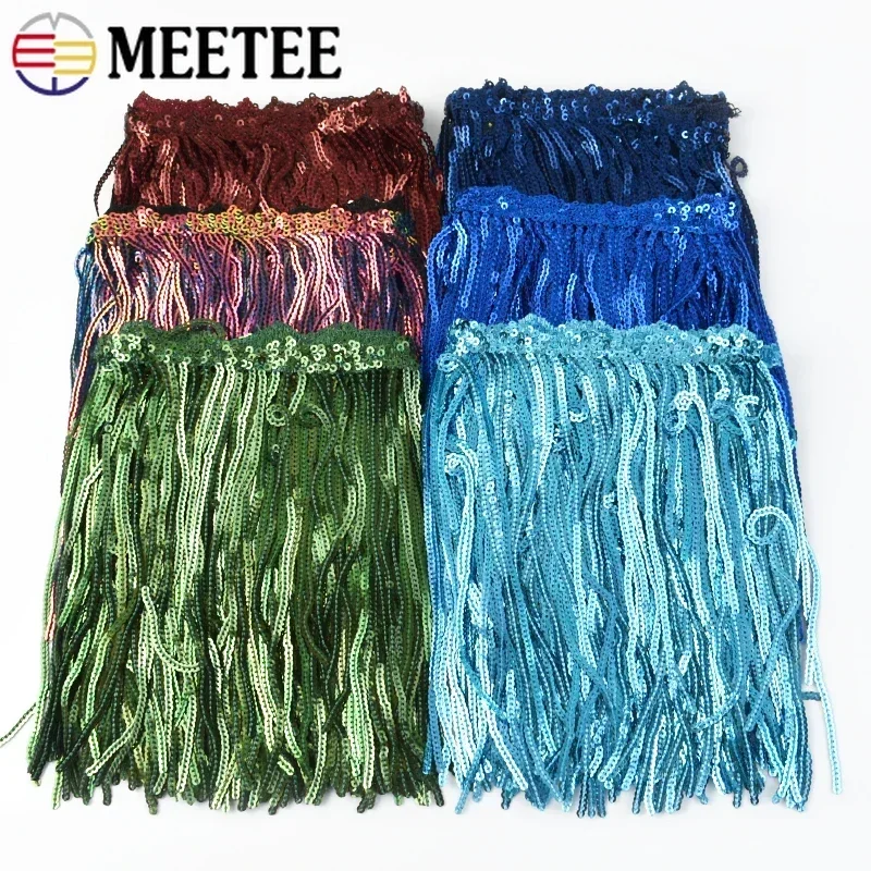 1-10Yards 17cm Sequins Tassel Fringe Latin Dress Lace Trims Fabric Wedding Cothes Ribbons DIY Party Sewing Accessories