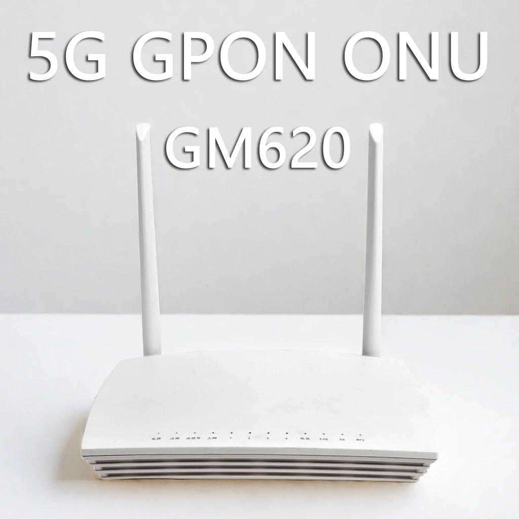 

GM620 GPON ONT ONU FTTH Dual Band 1GE+3FE+1POT+2USB 2.4G/5G WIFI English Version modem Secondhand No Power Supply