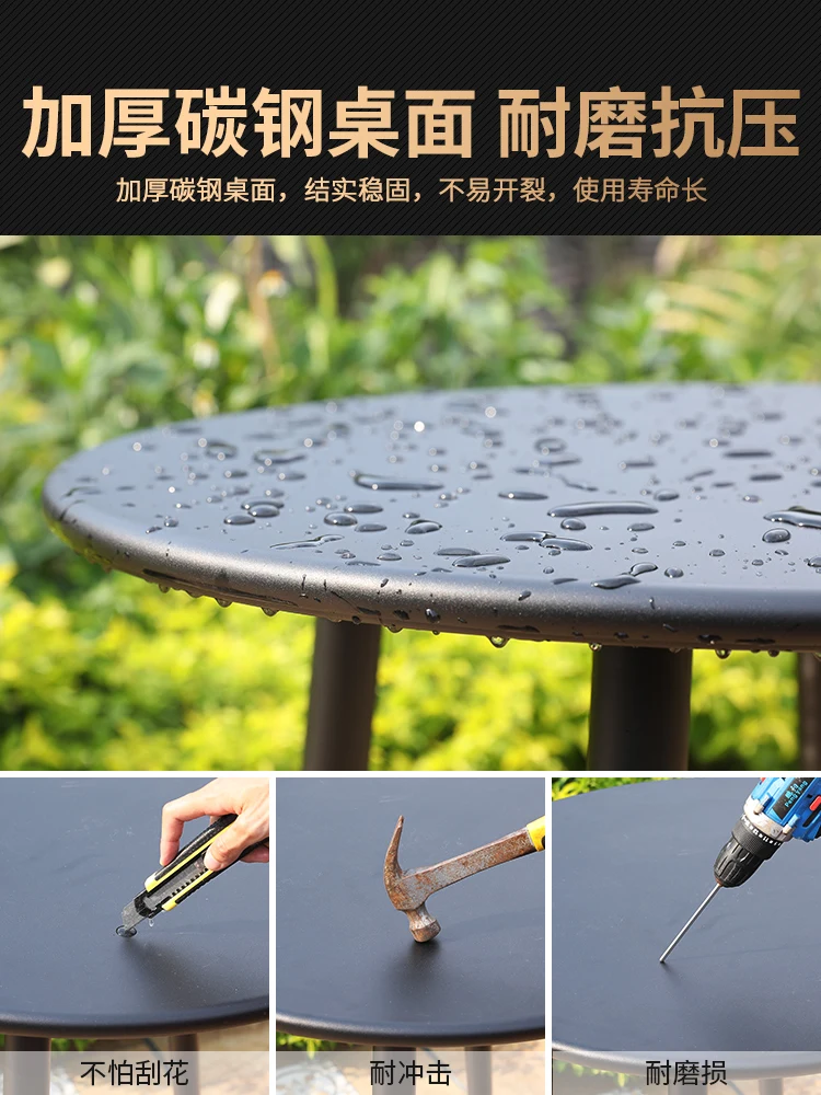 Zili outdoor carbon steel table tempered glass single table