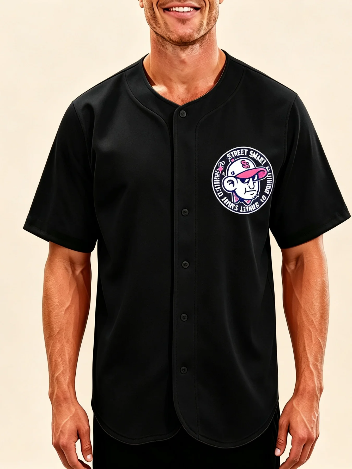 Men's Vintage Short-Sleeve Baseball Jersey Button-Down T-Shirt 'Play for the Game' Graphic Print Sports Uniform Shirt