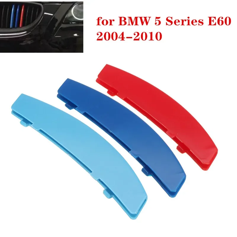 

3pcs M Power Car Racing Front Grille Trim Strips Bumper Stripes Cover Stickers for BMW 5 Series E60 2004-2010 car accessories