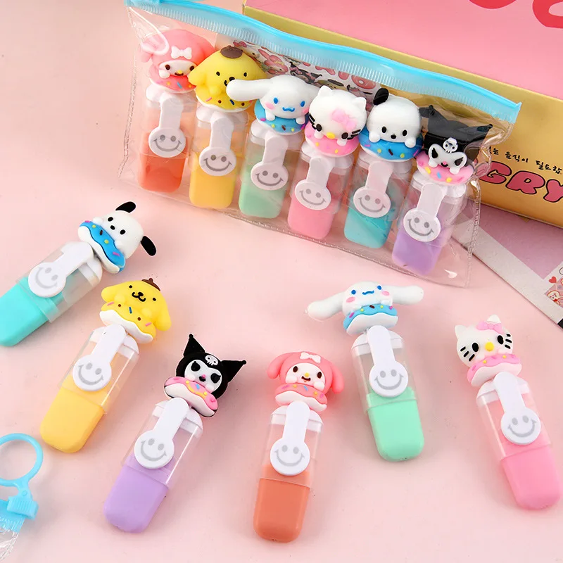 36 pcs/lot Sanrio Melody Cinnamoroll 6 Colors Highlighter Pen Cute Drawing Marker Pens Fluorescent Pen Office School Supplies