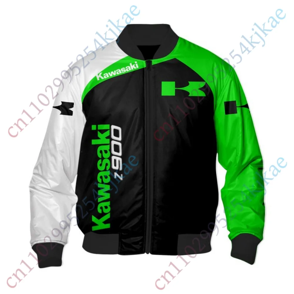 

Kawasaki Jacket For Men Clothing Thick Bomber Jacket Winter Baseball Uniform Harajuku Men's clothing Lightweight Coat Streetwear