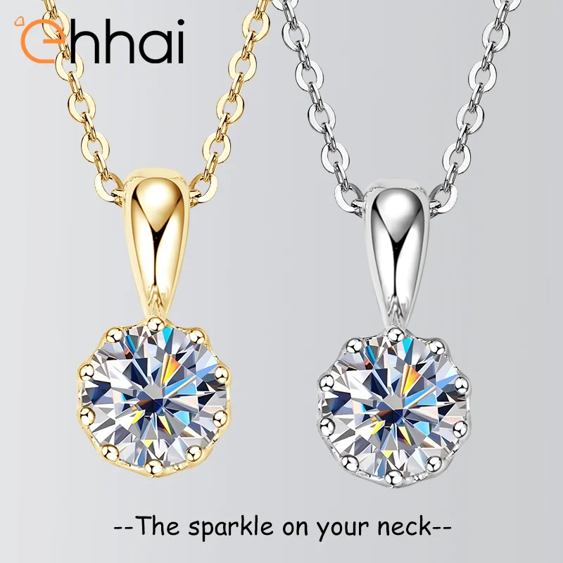 

Ehhai 6,5 мм круглой огранки из муассанита с короной, кулон, ожерелье, цепочка для женщин, настоящее серебро 925 пробы, ювелирные изделия на шею, подарки, колье