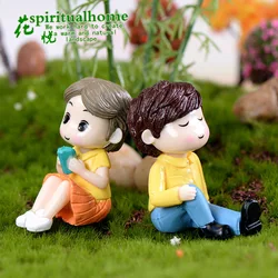 2 Pcs Handmade Figurines Miniatures Couple Decoration Crafts for Landscaping Decoration