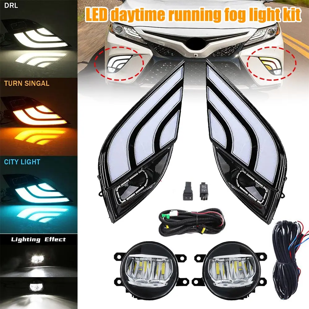 For 2018-2020 Toyota Camry SE XSE LED Daytime Running Lamp Fog Light Kit DRL