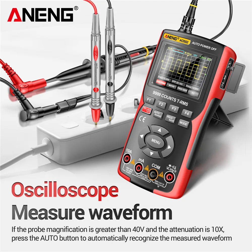 Imagem -03 - Aneng Osciloscópio Digital Multímetro Teste Transistor Analógico Bandwidth Suporte Armazenamento Waveform 48 ms s Taxa de Amostragem 10mhz Aos02