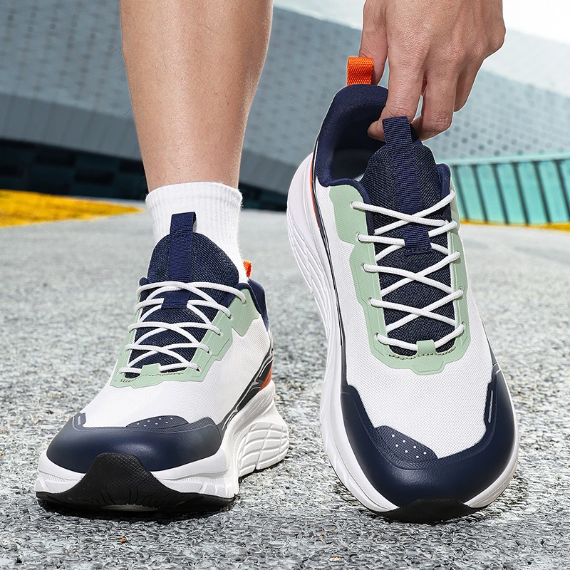 

Men's Outdoor Running Shoes Lace-Up Mesh Breathable Lightweight Elastic Bottom Comfortable Sports Shoes for Park Trails