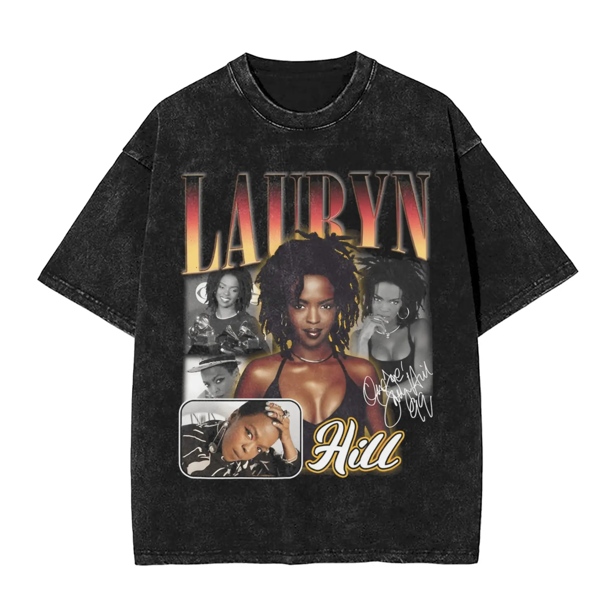 Lauryn Hills Singer Washed T Shirts Streetwear Hip Hop Vintage T-Shirt  Tees Tops for Men Women Short Sleeve Harajuku Printed