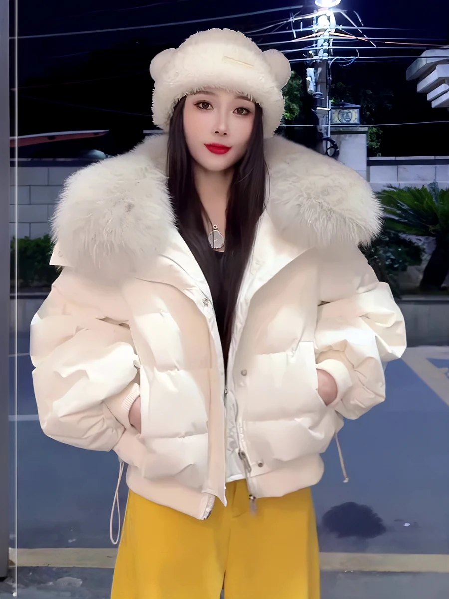 2025 Winter Thickened Cotton Jacket Women's Short Style Warmth Insulation Korean Style Commute Loose Fit Zipper Closure