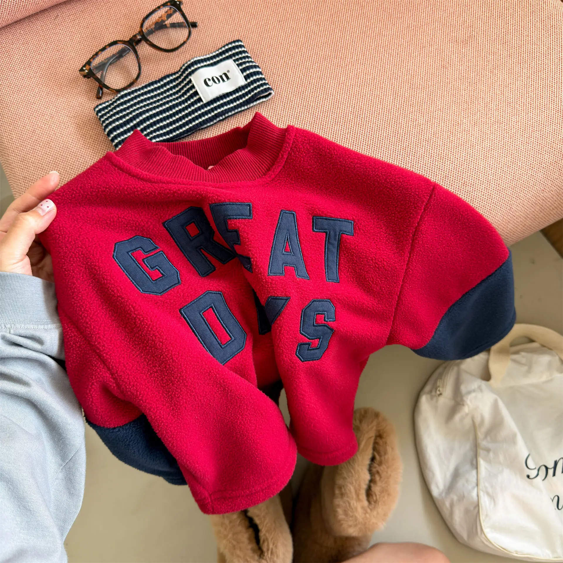 Girls' Hoodie 2026 Autumn and Winter New Children's Clothing Korean Style Boys' and Girls' Casual Polar Fleece-matching Hoodie - view 6