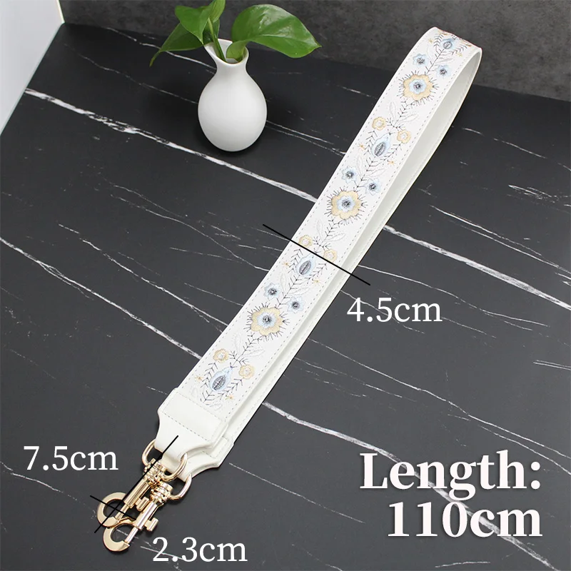 TINBERON Genuine Leather Bag Strap Embroider Decorative Shoulder Strap Women\'s Bag Part Accessories Fashion Handbag Handle Strap