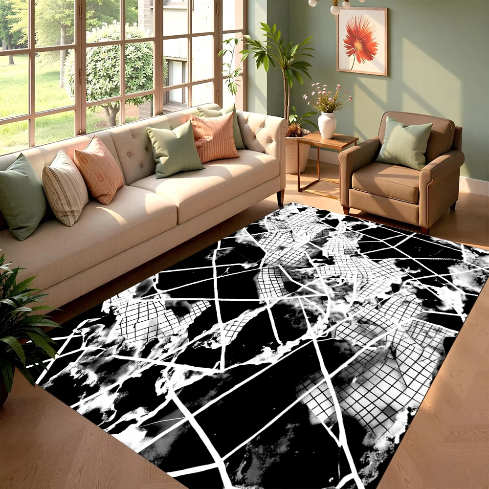 Abstract Marble Carpet Rug for Living Room Bedroom Bathroom Minimalist Floor Area Mats Anti Slip Ideal Home Decor