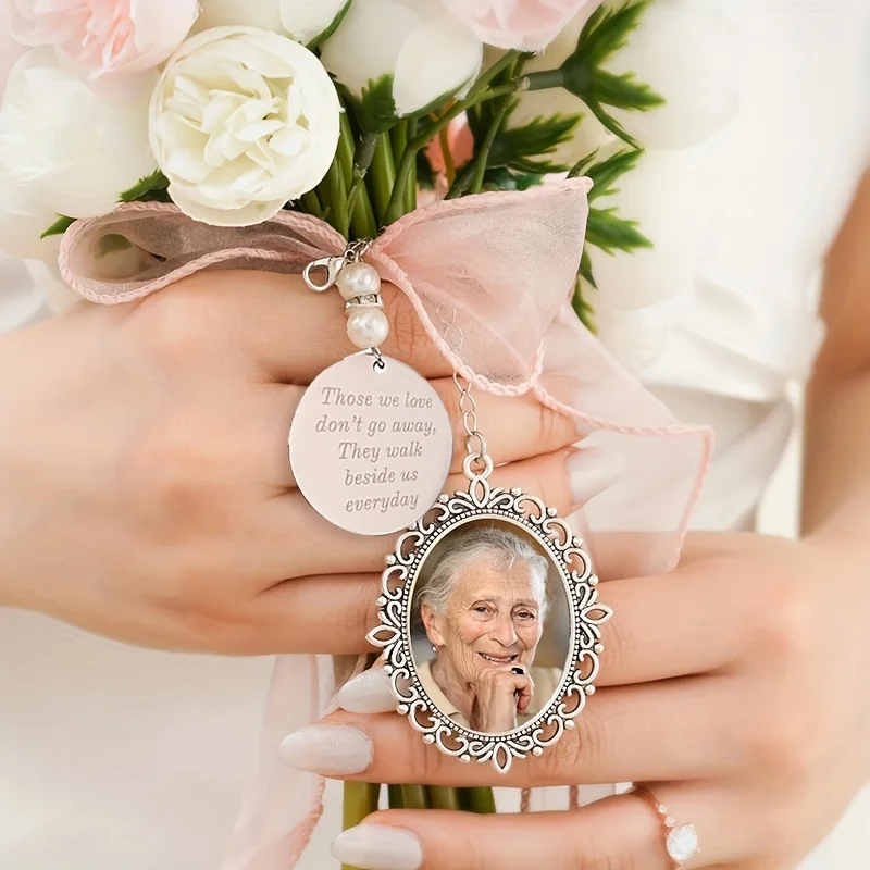 Personalised Custom Double Sided Photo Frame Keychain for Bridal Bouquet Accessories - Sublimation Printed Wedding Souvenir.