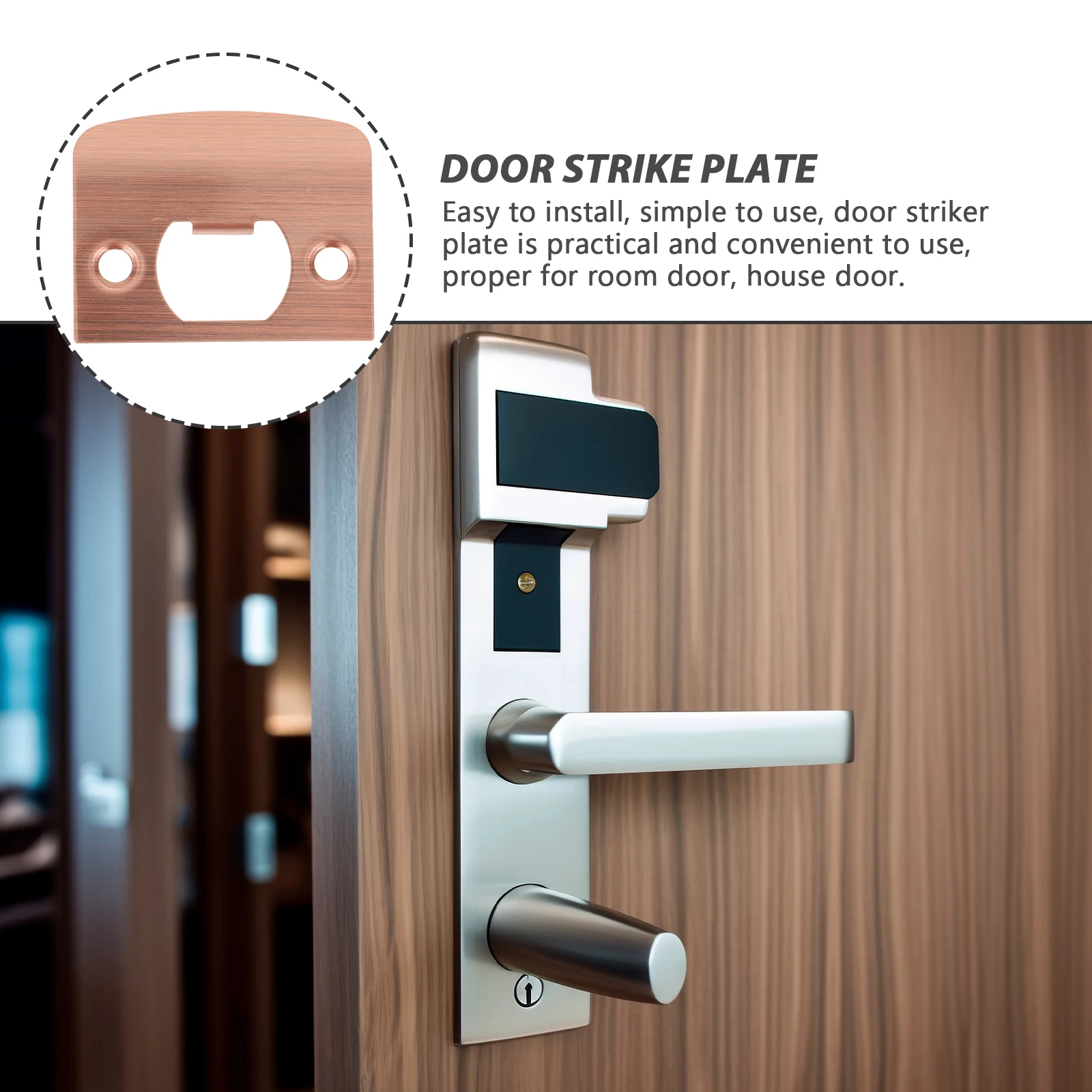 

4 pcs D-type Stainless Steel Lock Tongue Guide Plates Red Ancient Copper Door Latch Striker Hardware Room Door Accessories