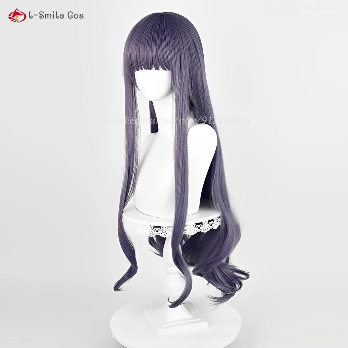 Anime Tomoyo Daidouji Cosplay Wig 85cm Purple Grey Cruly Women Wig Heat Resistant Synthetic Hair Halloween Party Wigs + Wig Cap