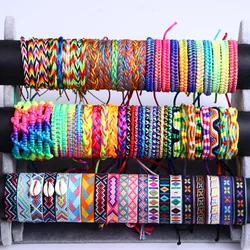 10/20/30/50Pcs/Lot Fashion Colorful Tassels Adjustable Woven Bracelet For Women Men Lucky Friendship Mixed Style Jewelry Gifts