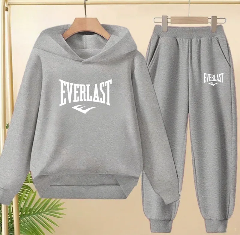 Conjuntos de Roupas para Crianças de Moda Nova Primavera Outono 3-12 Anos Meninos e Meninas Casual Esportivo Moletom com Capuz + Calças 2 Peças