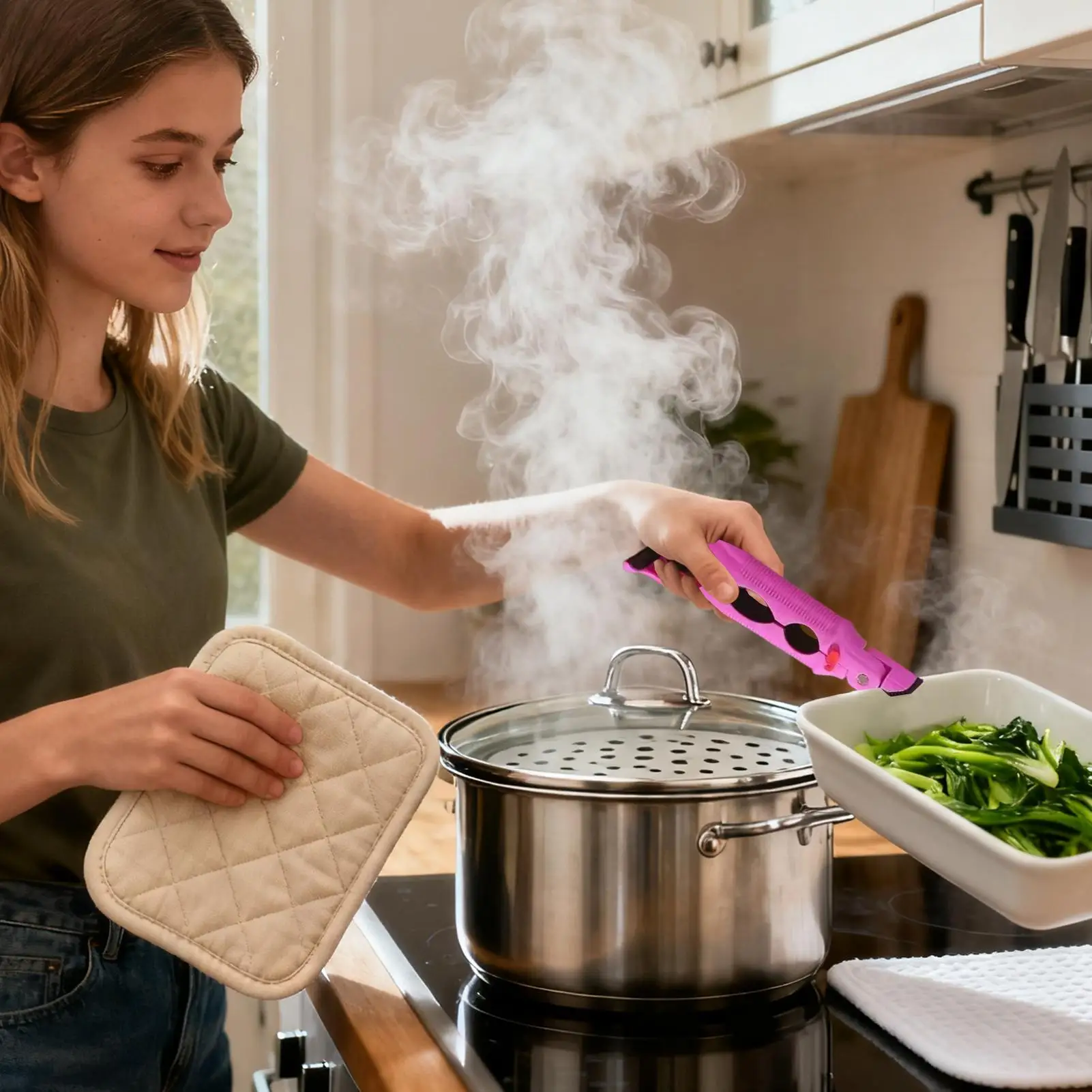 ที่คีบชามกันความร้อนอเนกประสงค์ ที่จับจานชามร้อน สำหรับเตาไมโครเวฟ เตาครัว และเตาย่าง