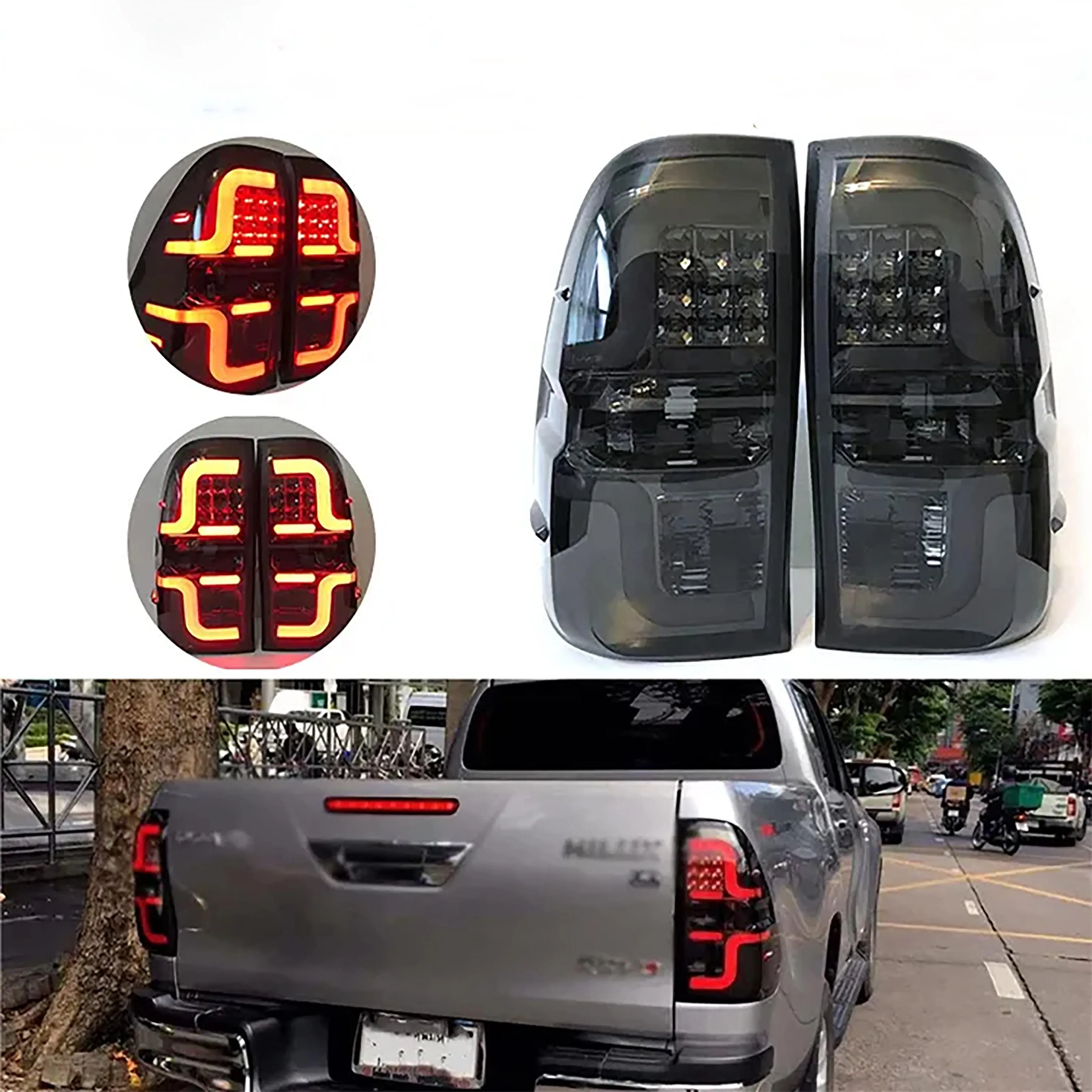 Pickup Trunk LED Tail Light  for Toyota Hilux Revo 2015 -2022 DRL Turn Signal Lamp Reverse Brake Lights LED Rear Stop Light