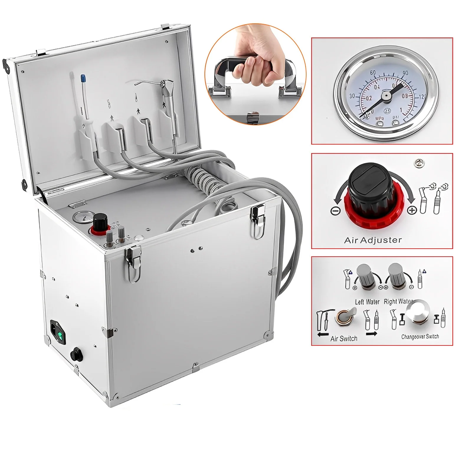 

Portable Dental Treatment Unit With Air Compressor Surgery Turbine Units 4Hole Dental Equipment