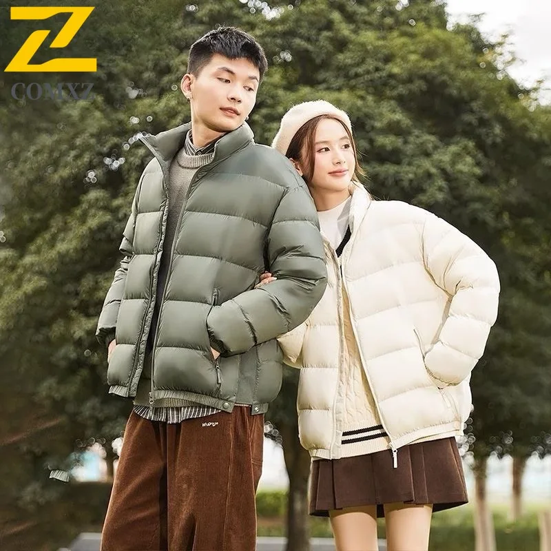 

COMXZ Мужской 90% белый утиный пуховик с воротником-стойкой, утолщенный термохолодостойкий уличный зимний пуховик, пуховик 2025