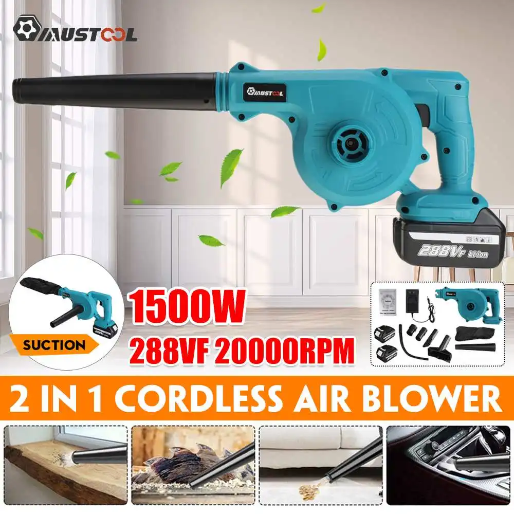 VIOLEWORKS 1500W 2 IN 1 Cordless Electric Air Blower & Suction Portable Handheld Dust Collector Cleaner For 18V Battery