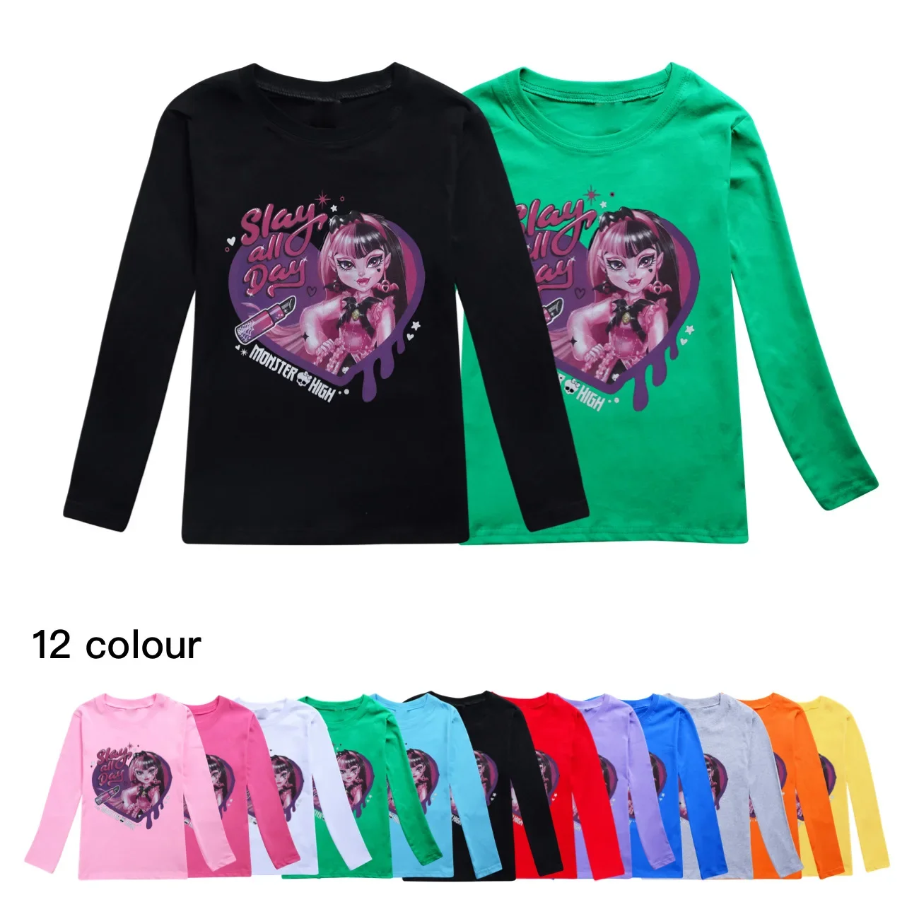 

Monster High Tshirt Kids Long Sleeve T-shirts Toddler Girls Cartoon JOY SADNESS Clothes Baby Boys T-shirt Children Casual Tops