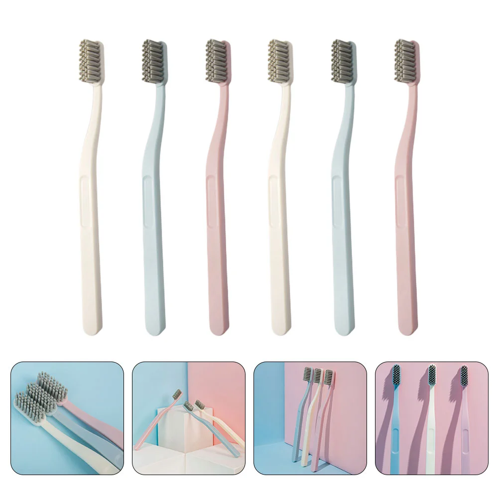 6 Pcs Hard Bristles Nylon Toothbrush Adults Toothbrushes Cleaning Tools Manual Toothbrush al Hygiene Stiff Brush Tooth Care