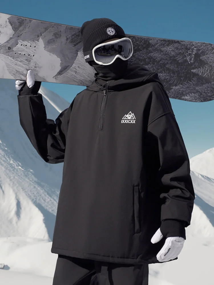 

Silver Fur Lined Ski Jaet Men's Winter Outdoor Casual Loose Fit Hooded f Zip Cotton Padded Coat Windproof Waterproof