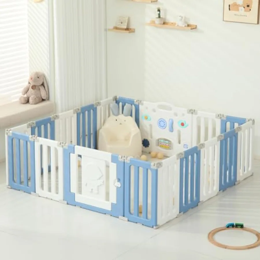 

18 Panels Baby Play Pen Extra Large Baby Playpen Foldable Astronauts Play Pens for Babies and Toddlers Adjustable Portable Fenc