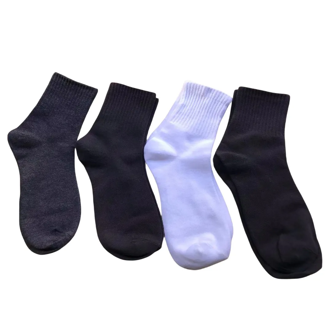 Calzini in cotone per ragazzo adolescente bianco nero grigio misto calzini ad assorbimento del sudore taglia 25-28CM calzini di media lunghezza di