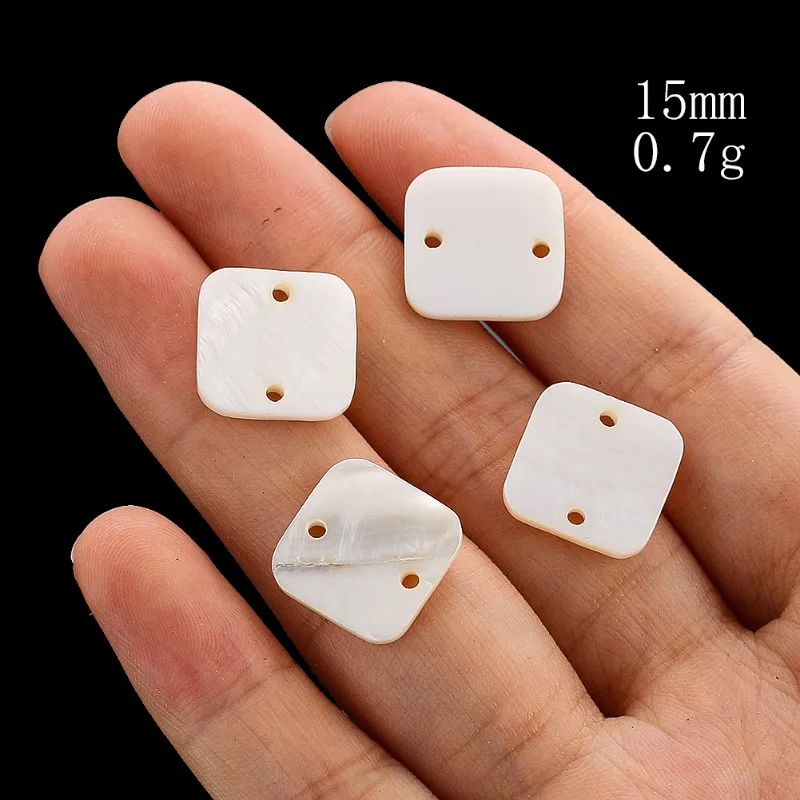 10PC přírodní bílá matka z perla lastura čtverec 2-holes flatback knoflík šperků konektor spacer korálek přívěsek DIY košile cufflink