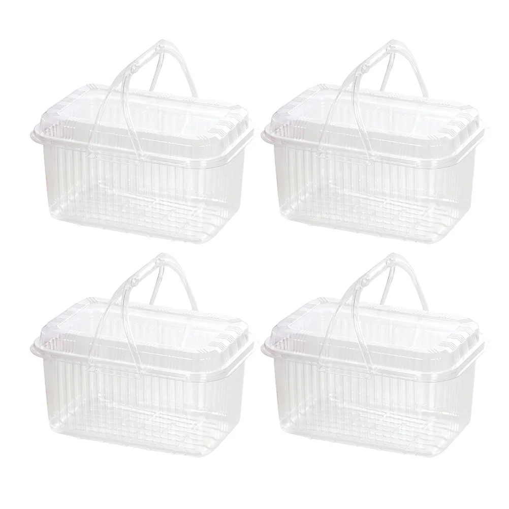 

4Pcs Food Storage Basket Eco-Friendly Plastic Portable Holder for Fruit Vegetable Dessert Storage Plastic Basket
