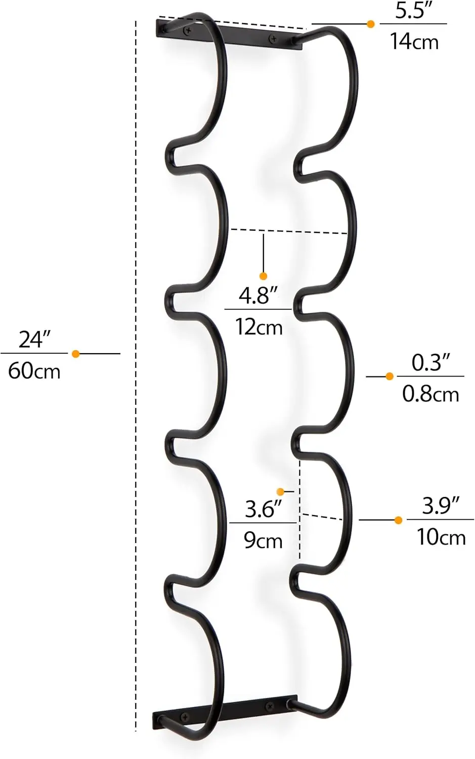 5-Bottle Under Cabinet Wine Rack, Metal Black Kitchen Organizer for Liquor Storage and Wall Mount