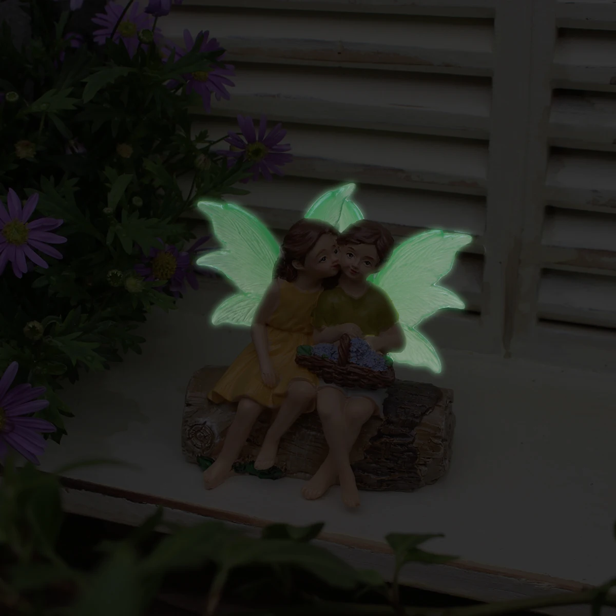 1pc Couple Flower Fairy Resin Crafts, Romantic Encounter, Creative Garden Micro Landscape Valentine's Day Decoration Accessories