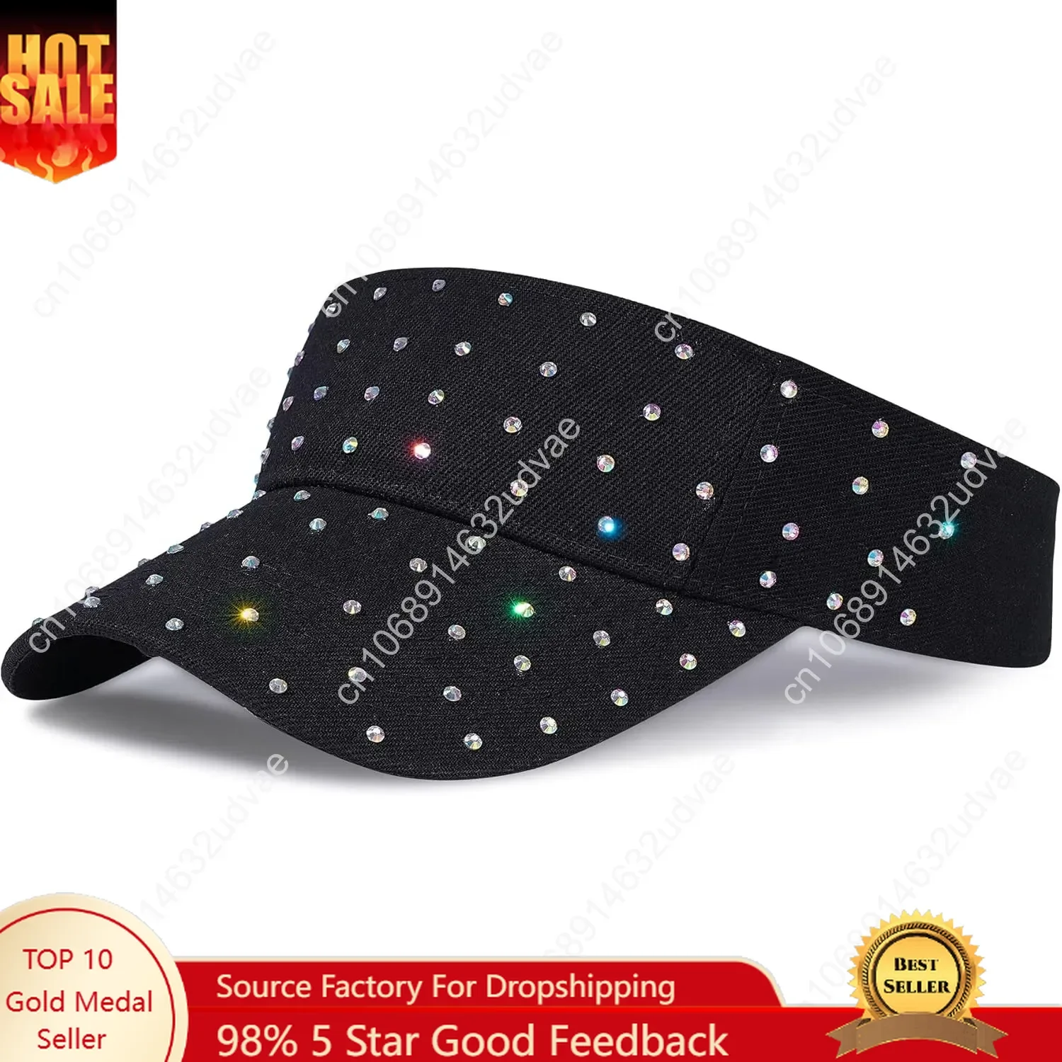 

Shiny Rhinestones Sport Sun Visor for Women Sparkle Sun Visor Hat Summer Adjustable Sun Cap