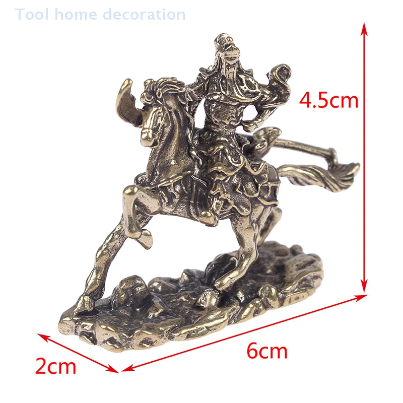 Brass God of Wealth Riding Horse Guan Gong Statue Home Decoration Accessories