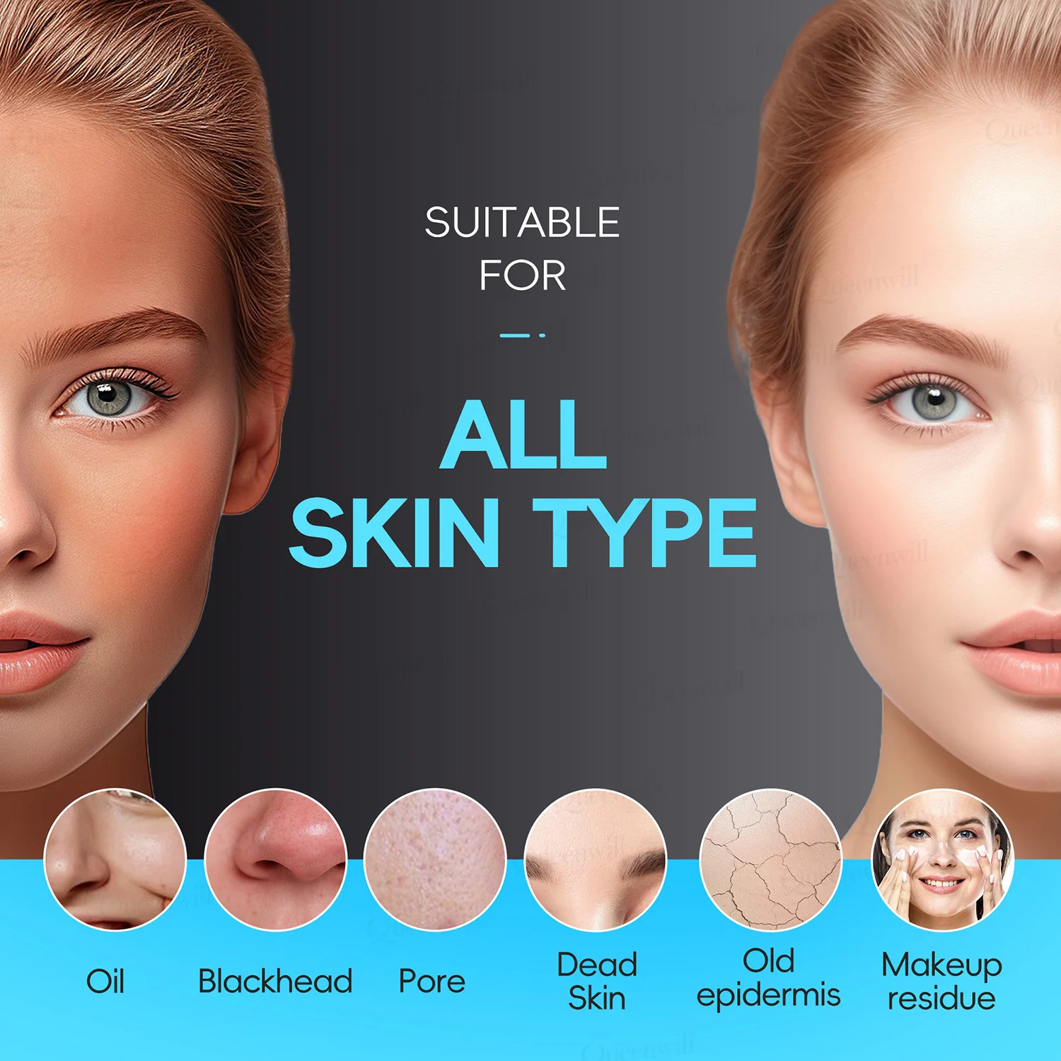 แปรงทำความสะอาดผิวหน้าด้วยการสั่นสะเทือนแบบโซนิคพร้อมเครื่องขัดผิวหน้าแบบทำความร้อน แปรงทำความสะอาดผิวหน้าซิลิโคนทำความสะอาดลึกสำหรับผู้หญิงผู้ชาย