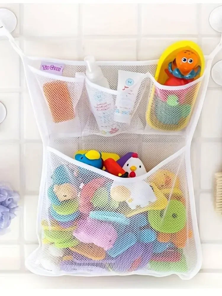 Baby Dusche Bad Spielzeug Weiß Baby Kinder Spielzeug Lagerung Mesh Mit Starken Saugnäpfen Spielzeug Tasche Net Badezimmer Organizer – Detail 1
