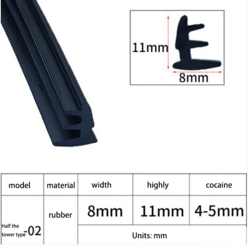 1 Meter T-förmiger Aluminium-Fenster-Tür-Glasdichtungsstreifen, Gummidichtung, Zugluftdichtung, Winddichtung für Spalten – Detail 5