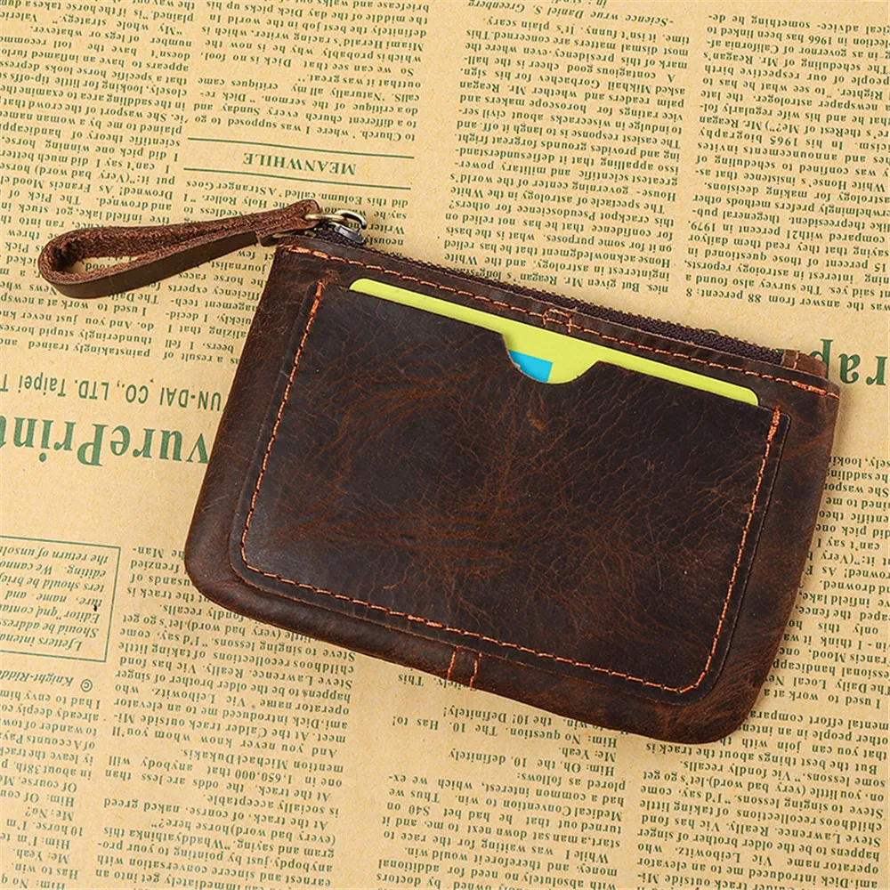 2024 New Men's Coin Purse Wallet RFID Blocking Man Genuine Leather Wallet Money Wallet Multi-color Zipper Business Card Holder