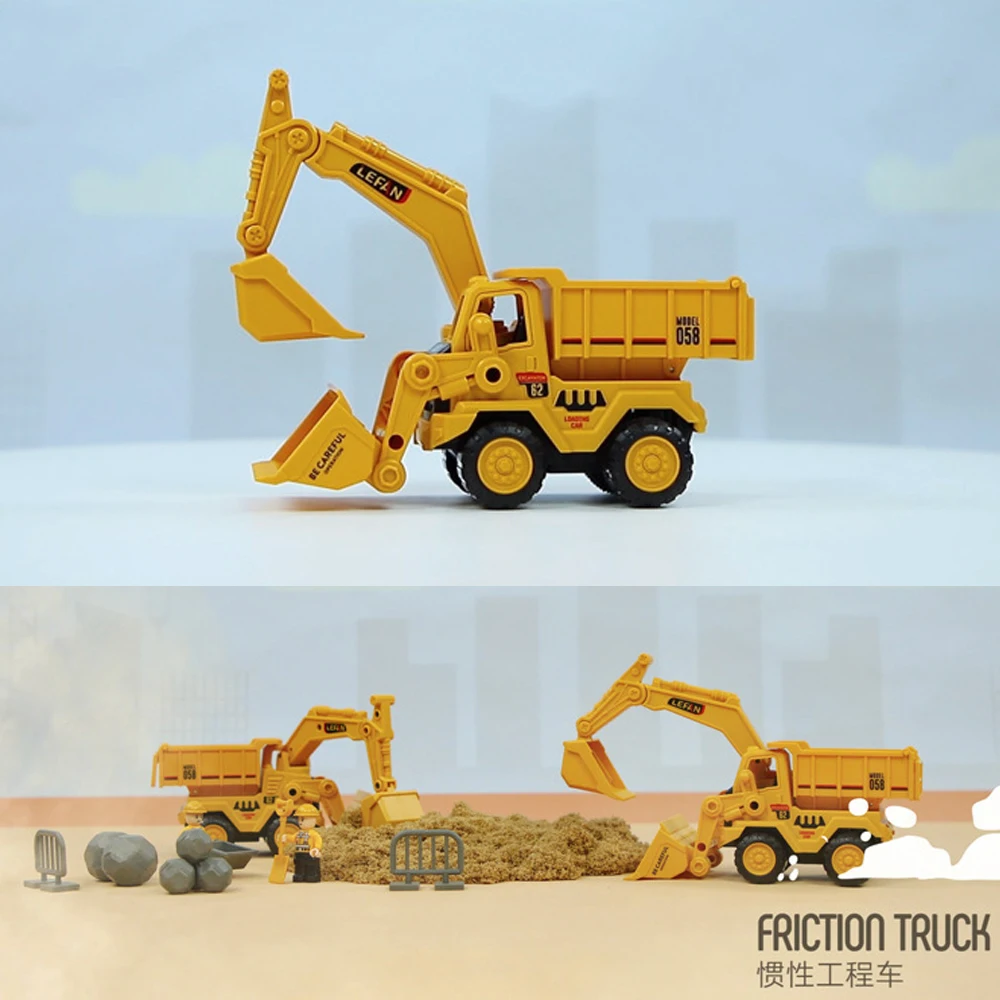 Multi Functional Engineering Vehicle Inertia Dump Truck Toy,Anti Drop Abs Excavator Bulldozer Model Car,Children's Toy Gift,XT30